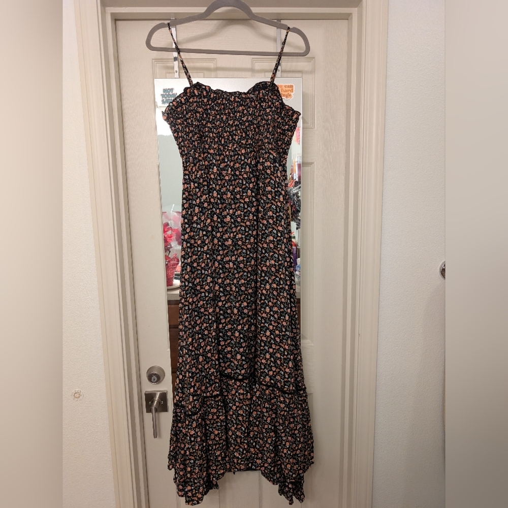Dip Beautiful Black and Pink Floral Maxi Dress Size Medium - Picture 2 of 11